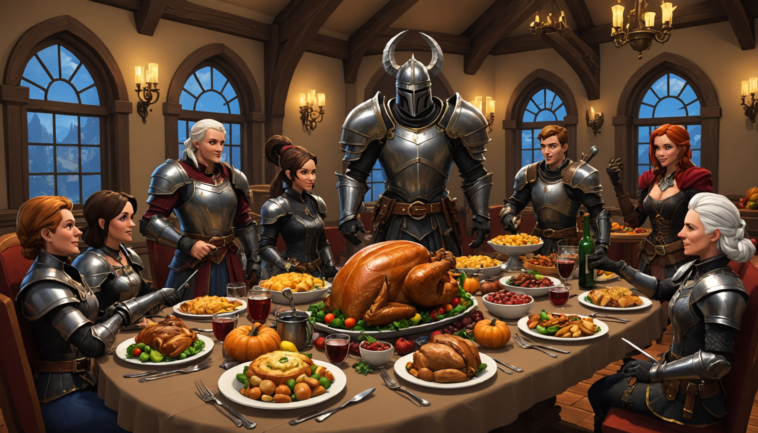 rejoignez-nous pour un dîner de thanksgiving épique où l'équipe d'adventurequest 3d se réunit pour célébrer dans un univers fantastique. découvrez des aventures palpitantes, des personnages hauts en couleur et des festins savoureux, le tout dans une ambiance conviviale et pleine d'humour. ne ratez pas cette occasion unique de plonger dans le monde fascinant d'adventurequest 3d tout en partageant un moment chaleureux et mémorable!